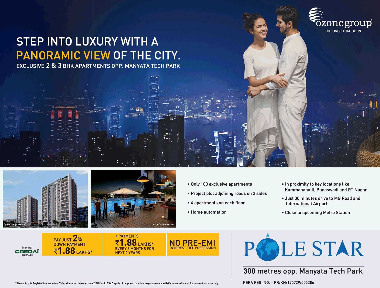 Book luxury apartments with a panoramic view of the city at Ozone Polestar in Bangalore Update